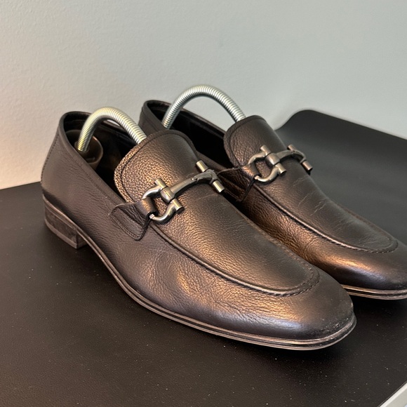 Salvatore Ferragamo Black Leather Slip-On Loafers - Picture 1 of 4